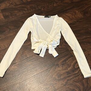 White wrap crop top